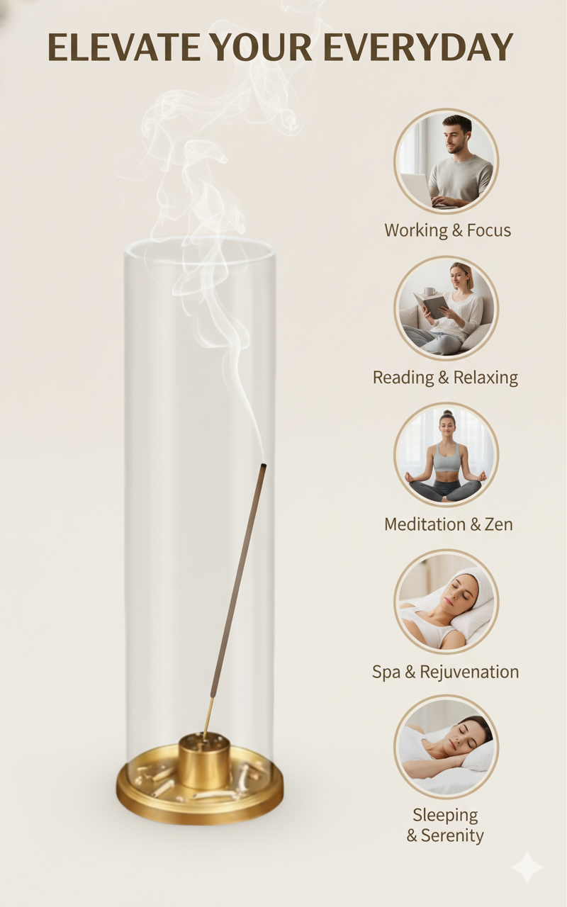 Modern Brass Glass Incense Holder