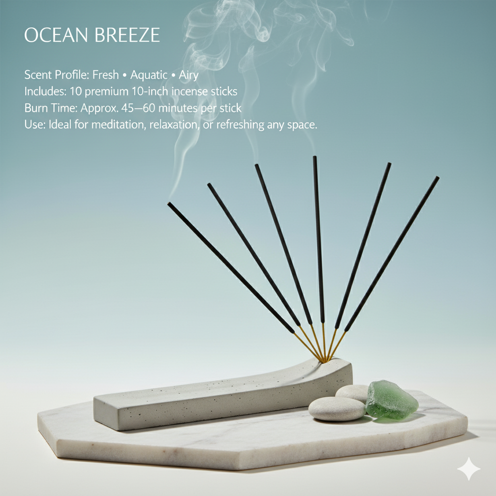Ocean Breeze – 10" Incense Sticks (10 Pack)